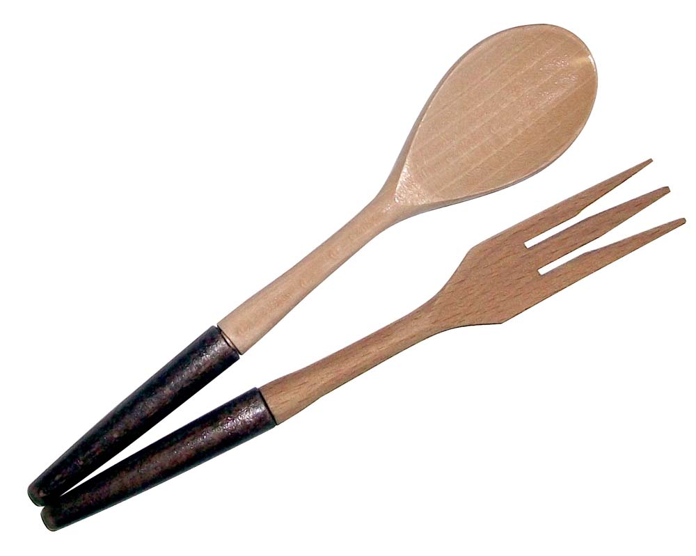 posate utensili da cucina in legno con manici lunghi per servire insalata Set cucchiaio e forchetta in legno cena dessert 03 